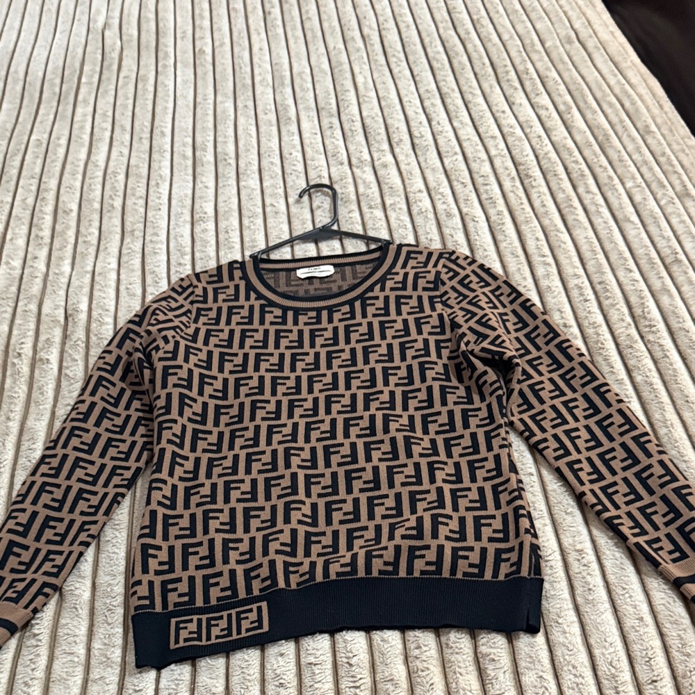 Fendi Tan and Black Monogram Sweater